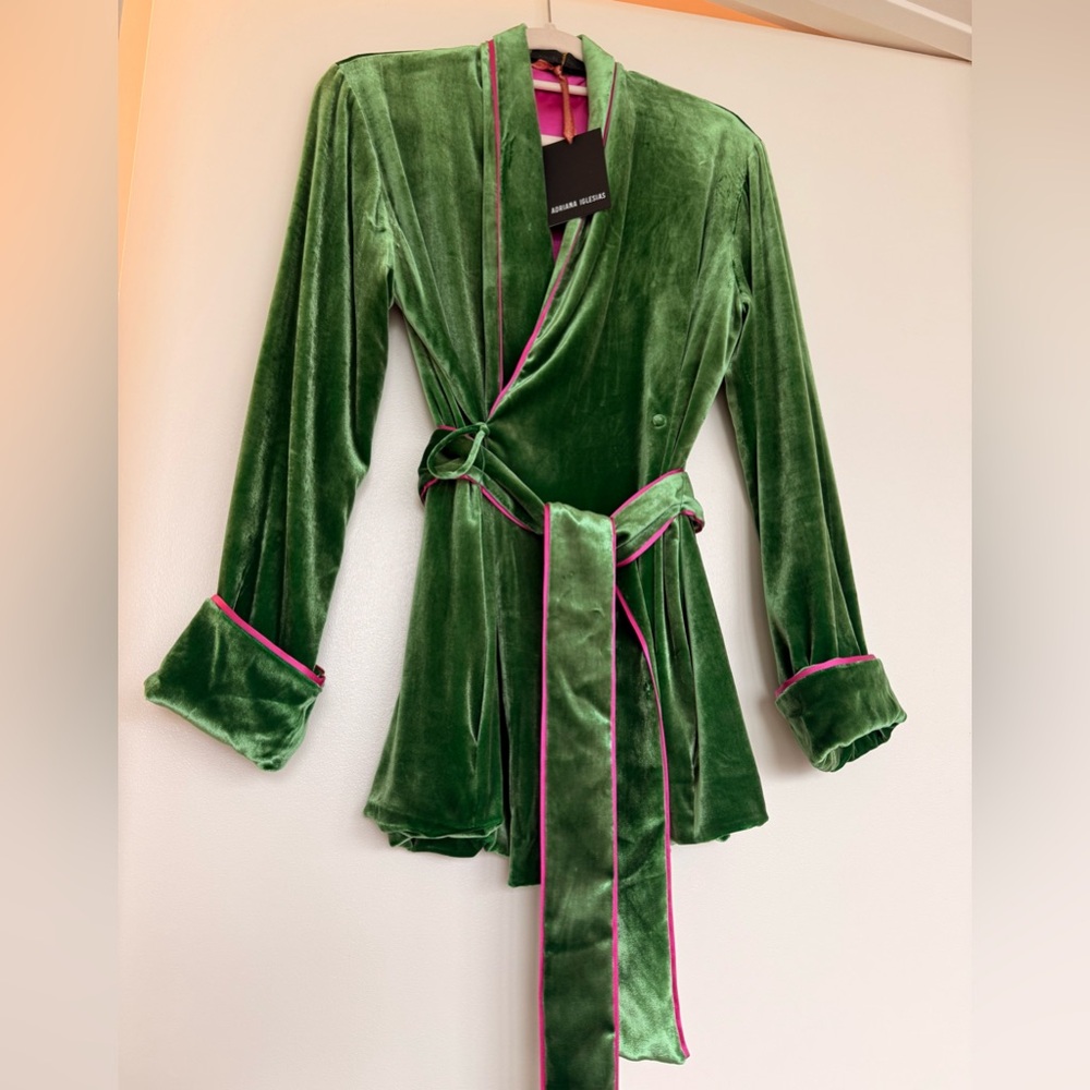 Green and Pink Velvet and Silk Robe